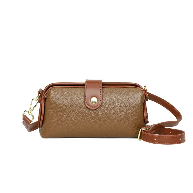 Luxury Solid Color Cow Leather Handbag Female Messenger Tote Sac 2023 High Quality Genuine Leather Women Crossbody Shoulder Bags