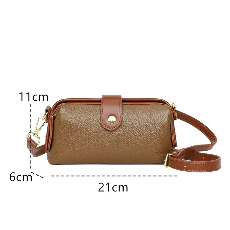 Luxury Solid Color Cow Leather Handbag Female Messenger Tote Sac 2023 High Quality Genuine Leather Women Crossbody Shoulder Bags