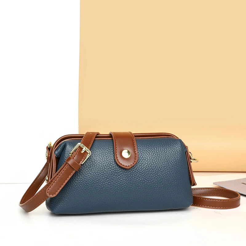 Luxury Solid Color Cow Leather Handbag Female Messenger Tote Sac 2023 High Quality Genuine Leather Women Crossbody Shoulder Bags