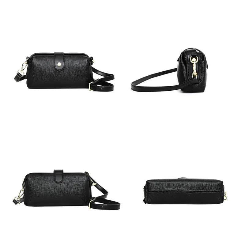 Luxury Solid Color Cow Leather Handbag Female Messenger Tote Sac 2023 High Quality Genuine Leather Women Crossbody Shoulder Bags