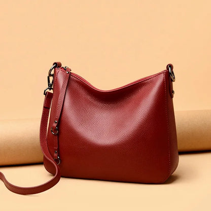 Luxury Solid Color Genuine Leather Large Capacity Shoulder Crossbody Bag For Women 2023 Designer Handbag Cow Leather Women's bag