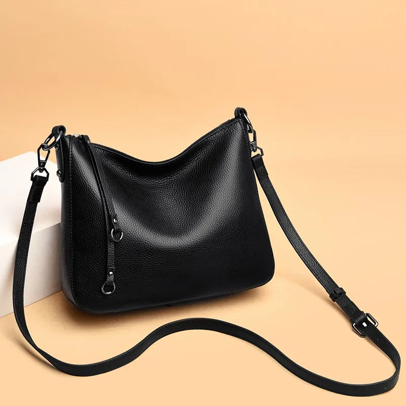 Luxury Solid Color Genuine Leather Large Capacity Shoulder Crossbody Bag For Women 2023 Designer Handbag Cow Leather Women's bag