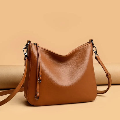 Luxury Solid Color Genuine Leather Large Capacity Shoulder Crossbody Bag For Women 2023 Designer Handbag Cow Leather Women's bag