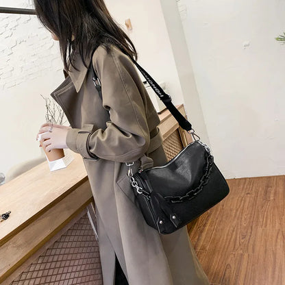 Luxury Solid Color Genuine Leather Women Shoulder Crossbody Bags 2023 Large Capacity Chain Ladies Handbags Female Messenger Sac