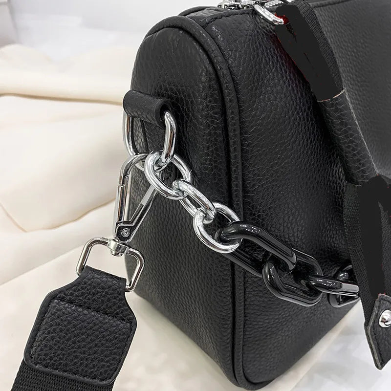 Luxury Solid Color Genuine Leather Women Shoulder Crossbody Bags 2023 Large Capacity Chain Ladies Handbags Female Messenger Sac