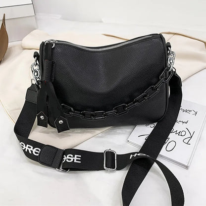 Luxury Solid Color Genuine Leather Women Shoulder Crossbody Bags 2023 Large Capacity Chain Ladies Handbags Female Messenger Sac
