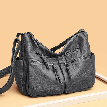 Luxury Solid Color Soft Leather Shoulder Bags for Women Designer Large Capacity Handbags Women Bags Fashion Female Crossbody Sac