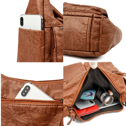 Luxury Solid Color Soft Leather Shoulder Bags for Women Designer Large Capacity Handbags Women Bags Fashion Female Crossbody Sac