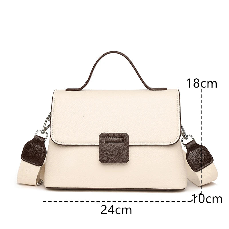 Luxury Solid Genuine Leather Ladies Handbag Female Messenger Tote Sac High Quality Cow Leather Shoulder Crossbody Bag For Women