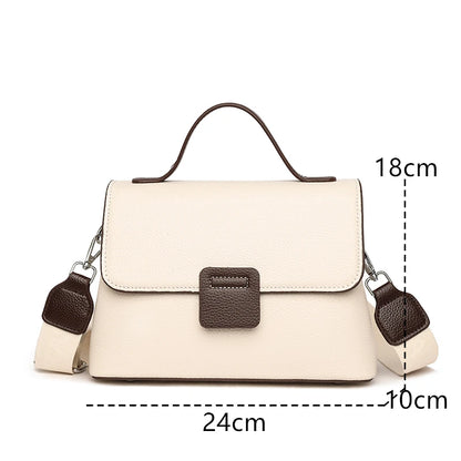 Luxury Solid Genuine Leather Ladies Handbag Female Messenger Tote Sac High Quality Cow Leather Shoulder Crossbody Bag For Women