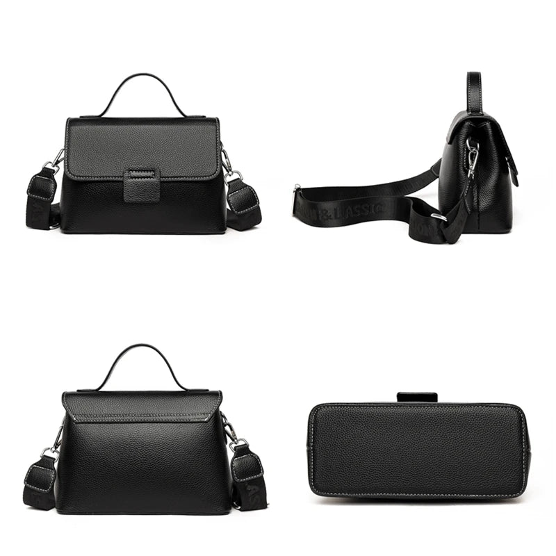 Luxury Solid Genuine Leather Ladies Handbag Female Messenger Tote Sac High Quality Cow Leather Shoulder Crossbody Bag For Women