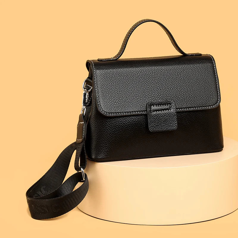Luxury Solid Genuine Leather Ladies Handbag Female Messenger Tote Sac High Quality Cow Leather Shoulder Crossbody Bag For Women