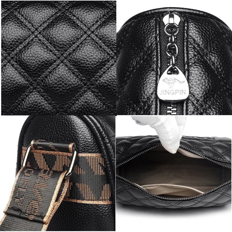 Luxury Solid Genuine Leather Shoulder Crossbody Bags For Women High Quality Cow Leather Female Messenger Tote Sac Ladies Handbag