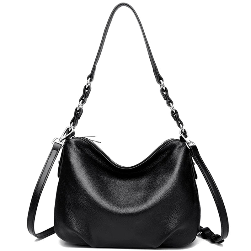 Luxury Solid Genuine Leather Women Shoulder Crossbody Bags 2023 Soft Cow Leather Large Ladies Handbags Female Messenger Tote Sac