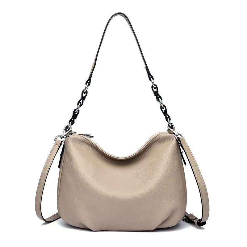 Luxury Solid Genuine Leather Women Shoulder Crossbody Bags 2023 Soft Cow Leather Large Ladies Handbags Female Messenger Tote Sac