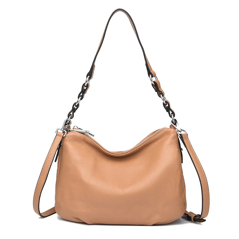Luxury Solid Genuine Leather Women Shoulder Crossbody Bags 2023 Soft Cow Leather Large Ladies Handbags Female Messenger Tote Sac