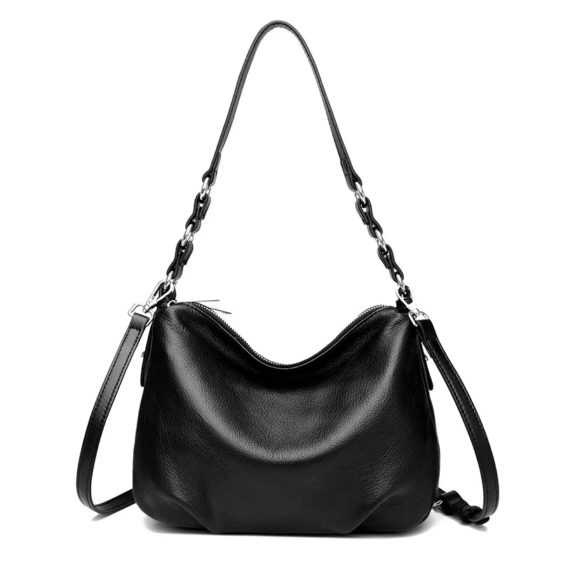 Luxury Solid Genuine Leather Women Shoulder Crossbody Bags 2023 Soft Cow Leather Large Ladies Handbags Female Messenger Tote Sac