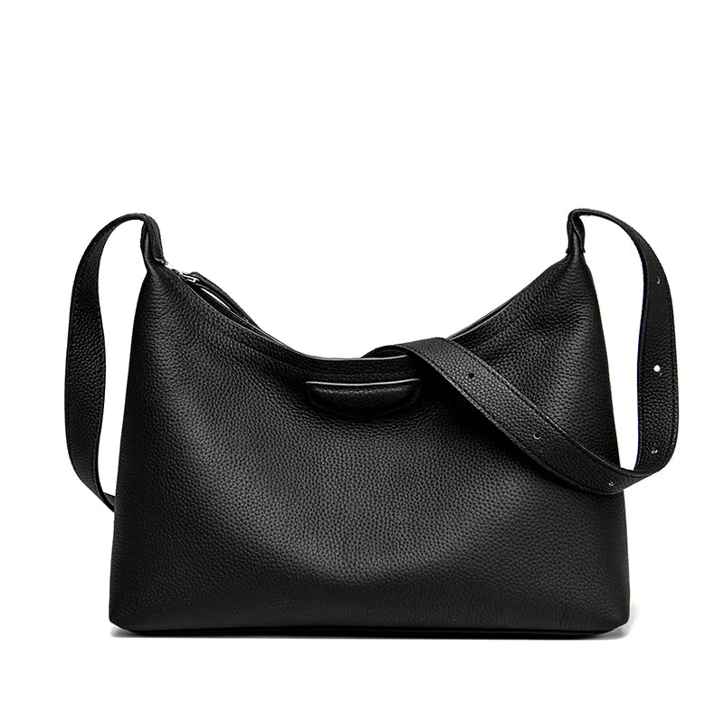 Luxury Solid Genuine Leather Women's Shoulder Crossbody Bag Fashion Cow Leather Women Handbag Designer Female Messenger Tote Sac