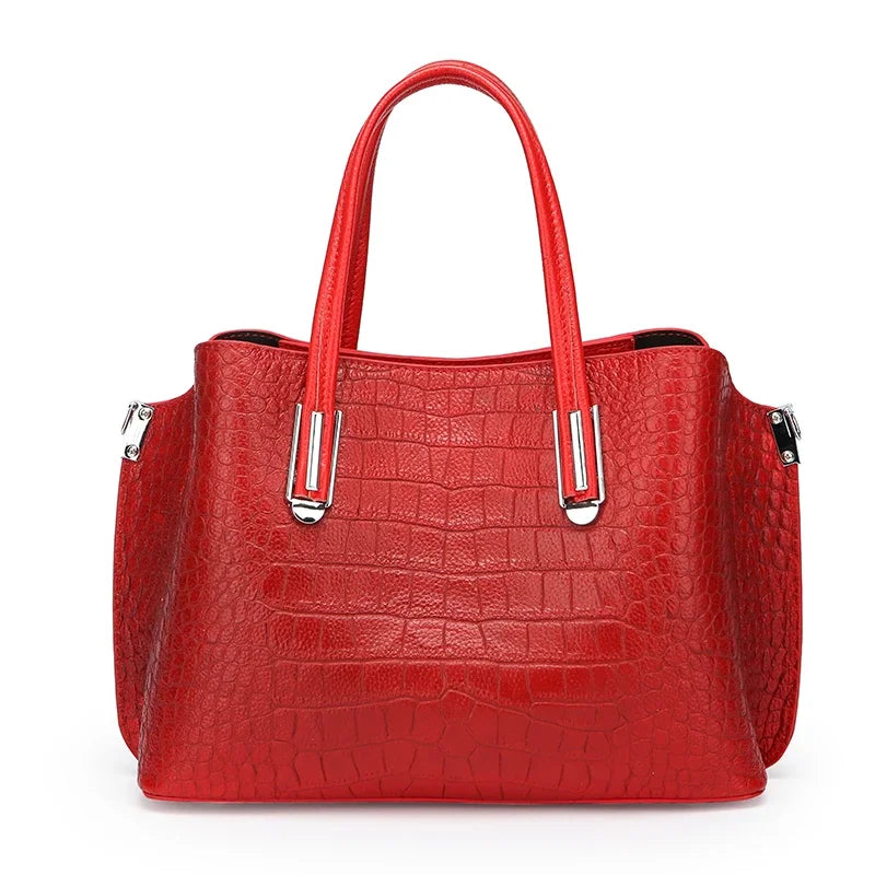 Luxury Stone Pattern Cowhide Women Tote Bag Brand Genuine Leather 3 Layers Women's Shoulder Crossbody Bags Female Messenger Sac