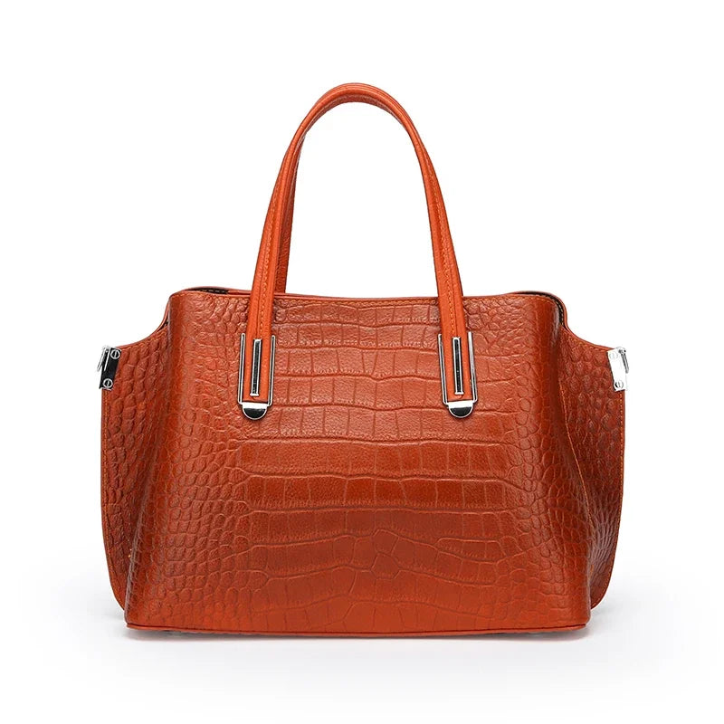 Luxury Stone Pattern Cowhide Women Tote Bag Brand Genuine Leather 3 Layers Women's Shoulder Crossbody Bags Female Messenger Sac
