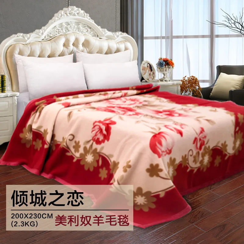 Luxury Super soft blanket 100% wool blankets throws Fleece bed mat flat sheet blanket for travel Chinese woolen bed cover