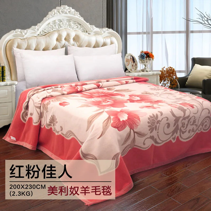 Luxury Super soft blanket 100% wool blankets throws Fleece bed mat flat sheet blanket for travel Chinese woolen bed cover