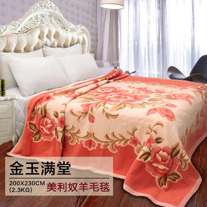 Luxury Super soft blanket 100% wool blankets throws Fleece bed mat flat sheet blanket for travel Chinese woolen bed cover