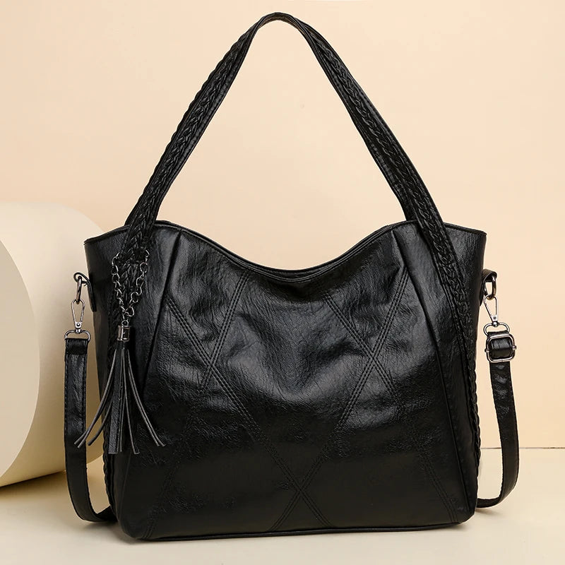 Luxury Tassels Leather Women's Tote Bag High Quality Shoulder Crossbody Bag For Female 2023 Fashion Ladies Messenger Handbag Sac