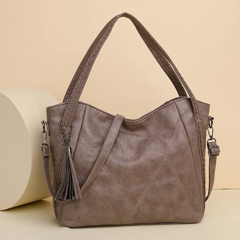 Luxury Tassels Leather Women's Tote Bag High Quality Shoulder Crossbody Bag For Female 2023 Fashion Ladies Messenger Handbag Sac