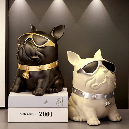 Luxury Tissue Box Cool Resin French Bulldog Statue Decorative Sculptures for Living Room Office Home Table Decor Art Ornaments