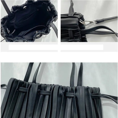 Luxury Trendy Women's Handbag Korean Version of The New Fashion PU Leather Pleated Shoulder Bag