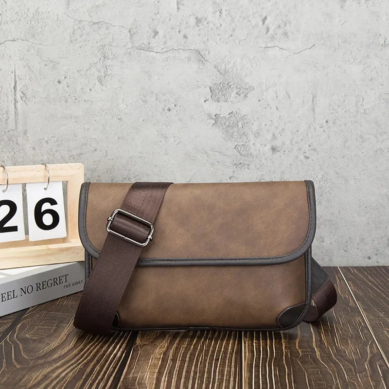 Luxury Vintage Men's Crossbody PU Leather Small Messenger Fashion Sling Bag Male Shoulder Strap Handbags