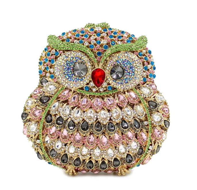 Luxury Women Owl Wedding Rhinestone Clutches Bags Purse for Bride Diamonds Clutch Purses Animal Owl Handmade Bridal Handbag