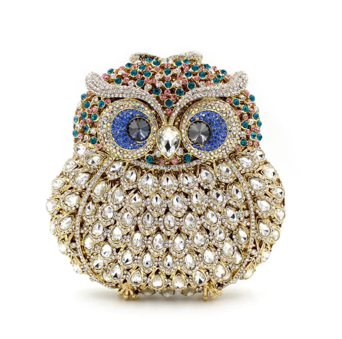 Luxury Women Owl Wedding Rhinestone Clutches Bags Purse for Bride Diamonds Clutch Purses Animal Owl Handmade Bridal Handbag