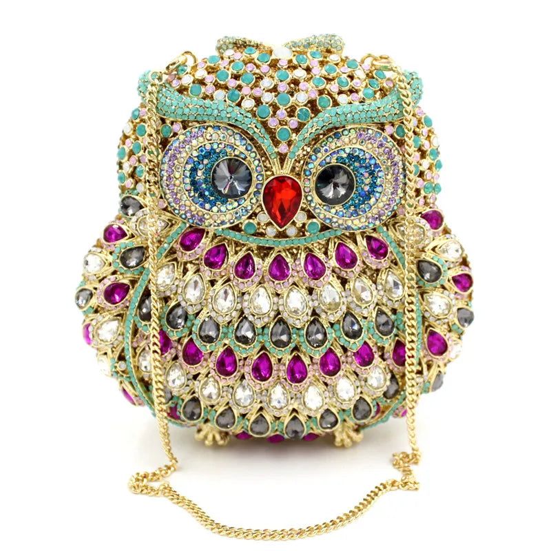 Luxury Women Owl Wedding Rhinestone Clutches Bags Purse for Bride Diamonds Clutch Purses Animal Owl Handmade Bridal Handbag
