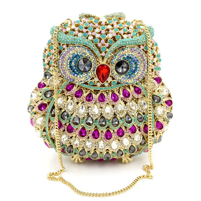 Luxury Women Owl Wedding Rhinestone Clutches Bags Purse for Bride Diamonds Clutch Purses Animal Owl Handmade Bridal Handbag