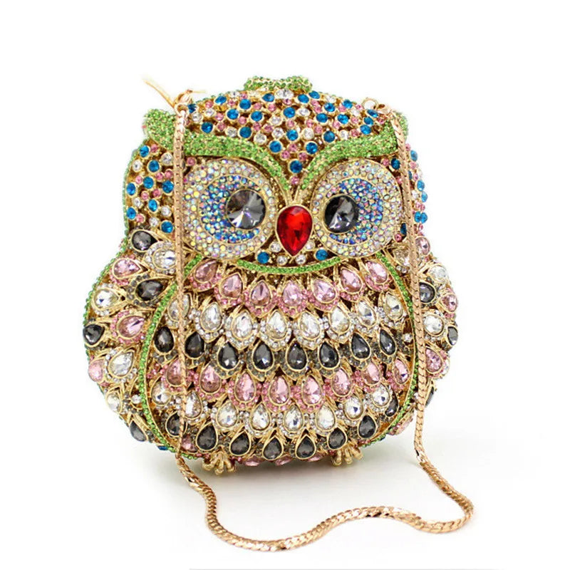 Luxury Women Owl Wedding Rhinestone Clutches Bags Purse for Bride Diamonds Clutch Purses Animal Owl Handmade Bridal Handbag