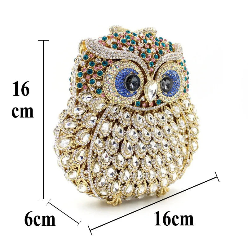 Luxury Women Owl Wedding Rhinestone Clutches Bags Purse for Bride Diamonds Clutch Purses Animal Owl Handmade Bridal Handbag