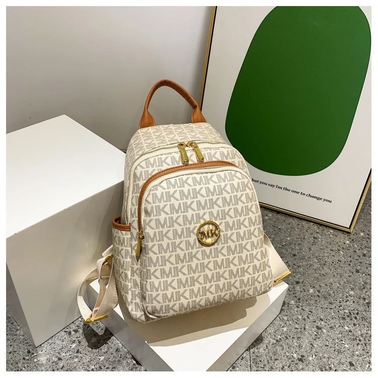 Luxury Women's Designer Brand Backpack Popular Letter Printing Decorative Backpacks High Quality PU Knapsack Sac A Dos SchoolBag