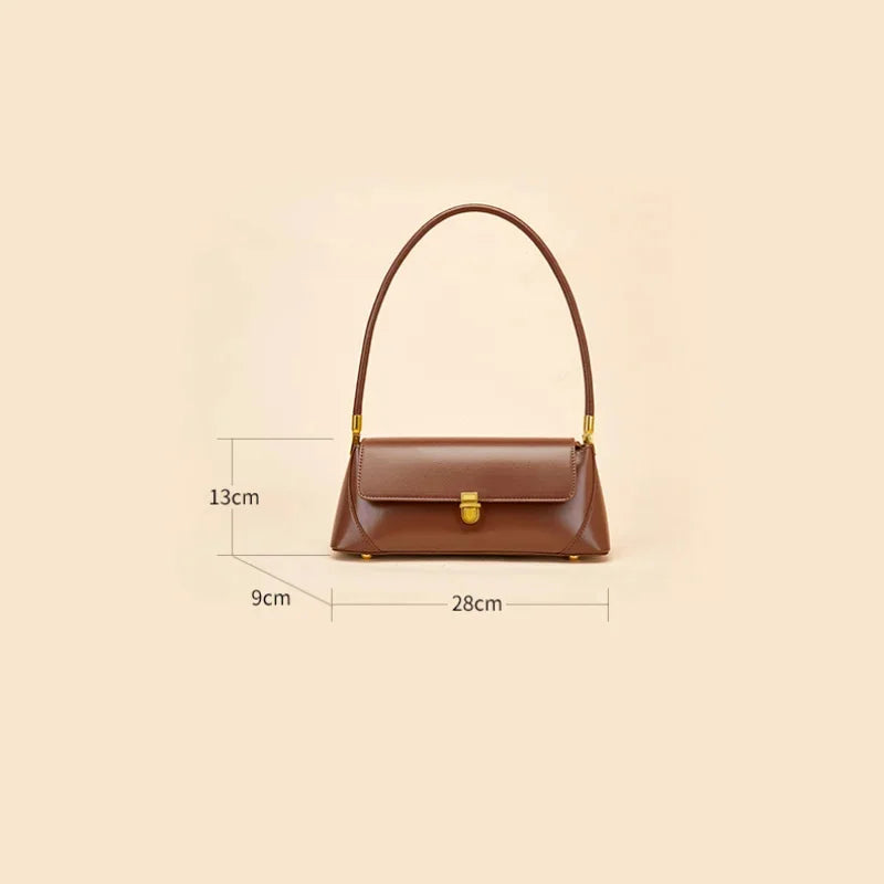 Luxury Women's Genuine Leather Fashion Elegant Underarm French Shoulder Bag Simple Temperament Ladies Handbag
