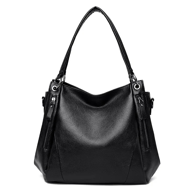 Luxury Women's Genuine Leather Handbag New Fashion Cowhide Shoulder Ladies Elegant and Simple Lychee Grain Messenger Bag