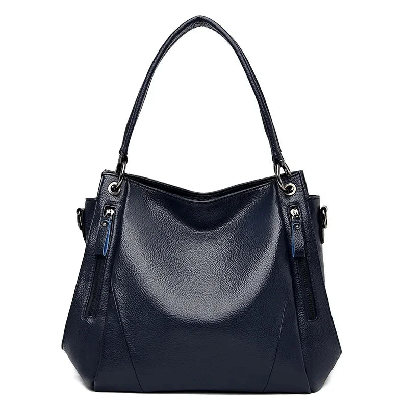 Luxury Women's Genuine Leather Handbag New Fashion Cowhide Shoulder Ladies Elegant and Simple Lychee Grain Messenger Bag