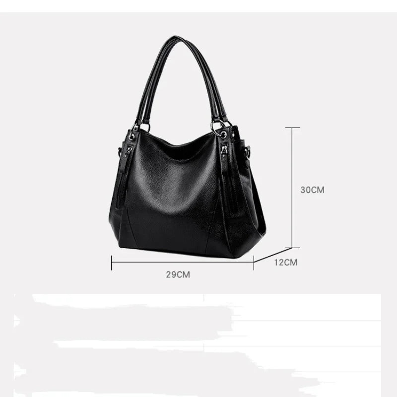 Luxury Women's Genuine Leather Handbag New Fashion Cowhide Shoulder Ladies Elegant and Simple Lychee Grain Messenger Bag