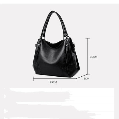Luxury Women's Genuine Leather Handbag New Fashion Cowhide Shoulder Ladies Elegant and Simple Lychee Grain Messenger Bag