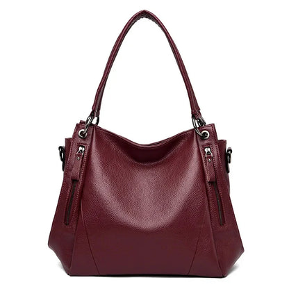 Luxury Women's Genuine Leather Handbag New Fashion Cowhide Shoulder Ladies Elegant and Simple Lychee Grain Messenger Bag