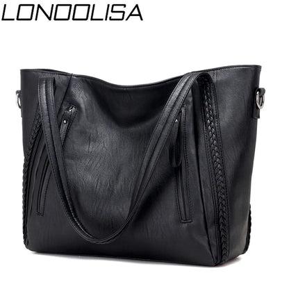 Luxury Women's Soft Leather Handbags Designer Brand Large Capacity Woven Shoulder Bags Ladies Casual Totes Black Travel Bags