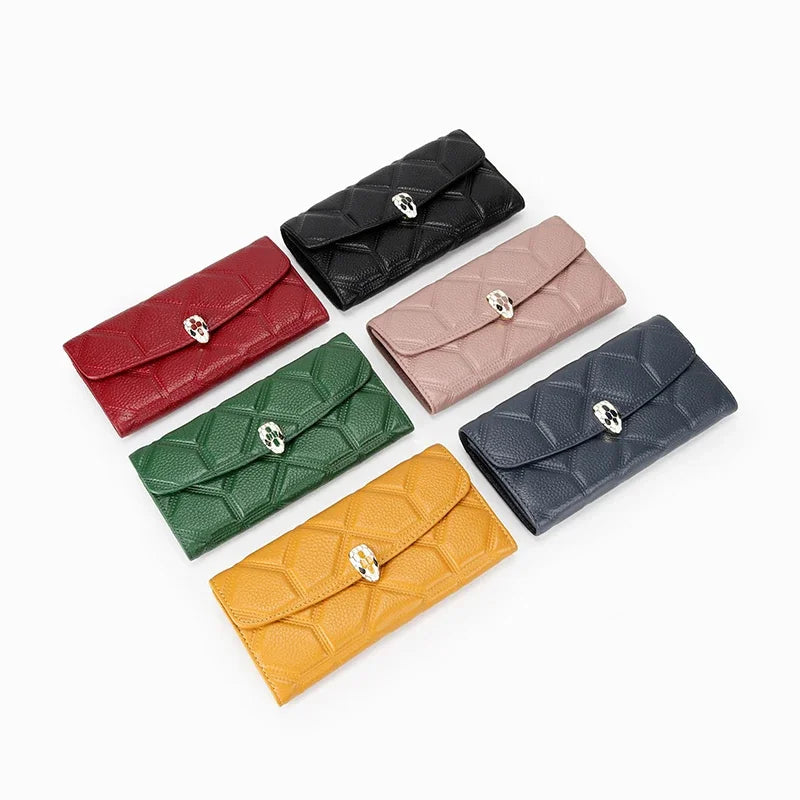 Luxury brand leather ladies long cute mobile phone clutch bag female credit card holder large capacity wallet temperament