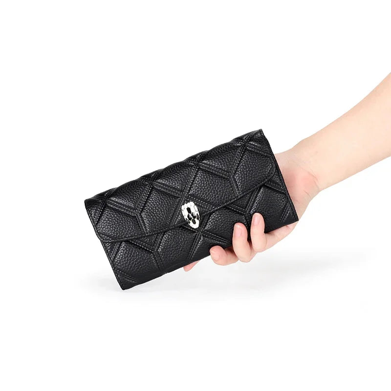 Luxury brand leather ladies long cute mobile phone clutch bag female credit card holder large capacity wallet temperament