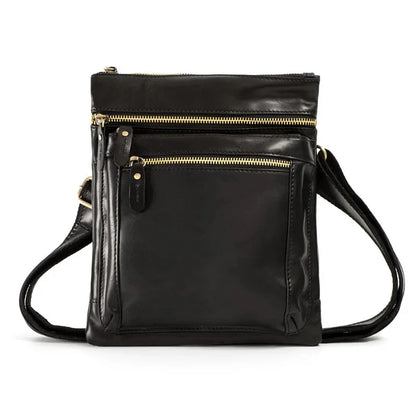 Luxury oil wax men's shoulder genuine leather crossbody fashion male messenger vintage handbag