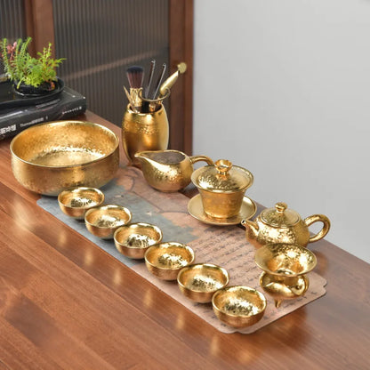 LuxuryKilnIntoGold-platedKungFuTeaSetsCeramicArchitecturalLightSetsHomeOfficeTeacupsTeapotGiftsTeaSetsKitchenCatering